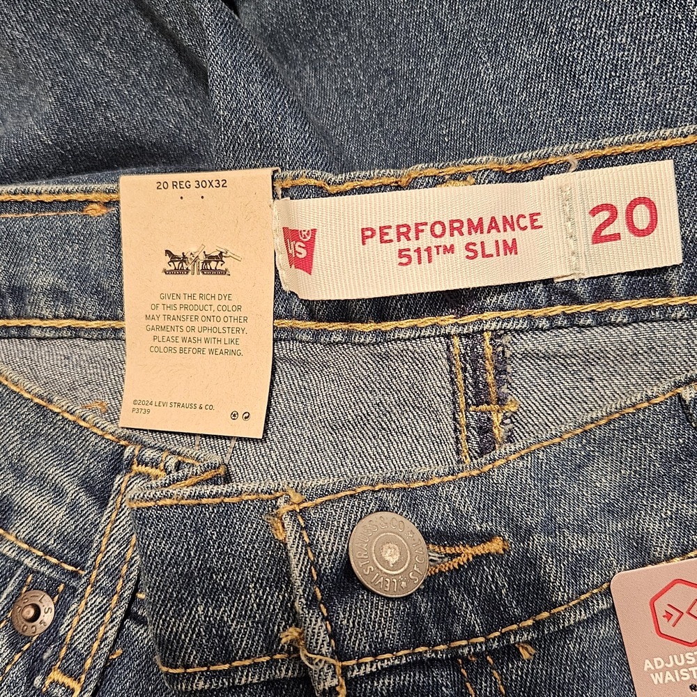 NEW Levi's 511 Boys Performance Slim Fit Size 20 (30/32) Straight Leg Jeans - Picture 6 of 8